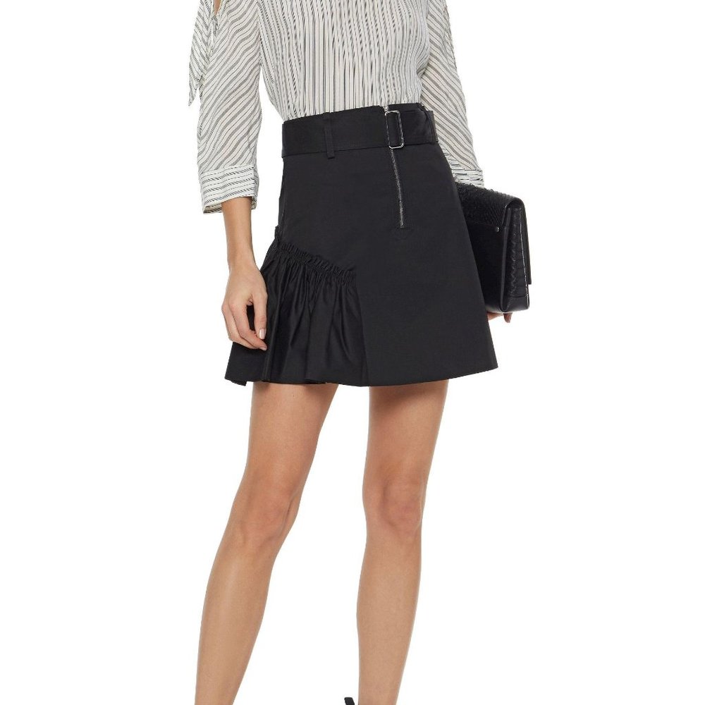 Sandro Vona Belted Cotton-Twill Mini Skirt…